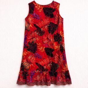 Vintage Plus size 90s tropical Red Grannycore Floral Bold Colors Valentine's Day